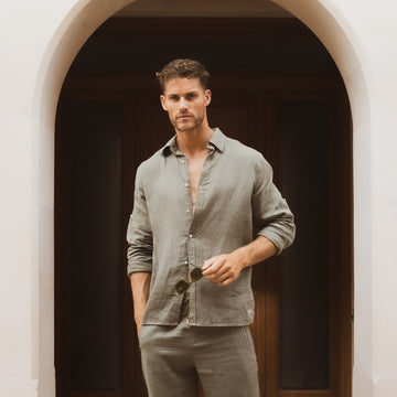 Linen Shirt / Khaki Green