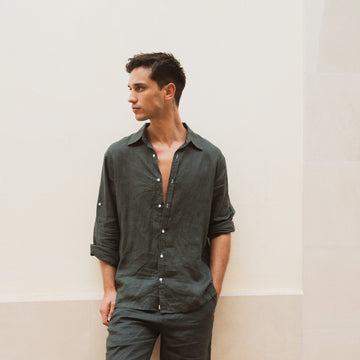 Linen Shirt / Dark Green