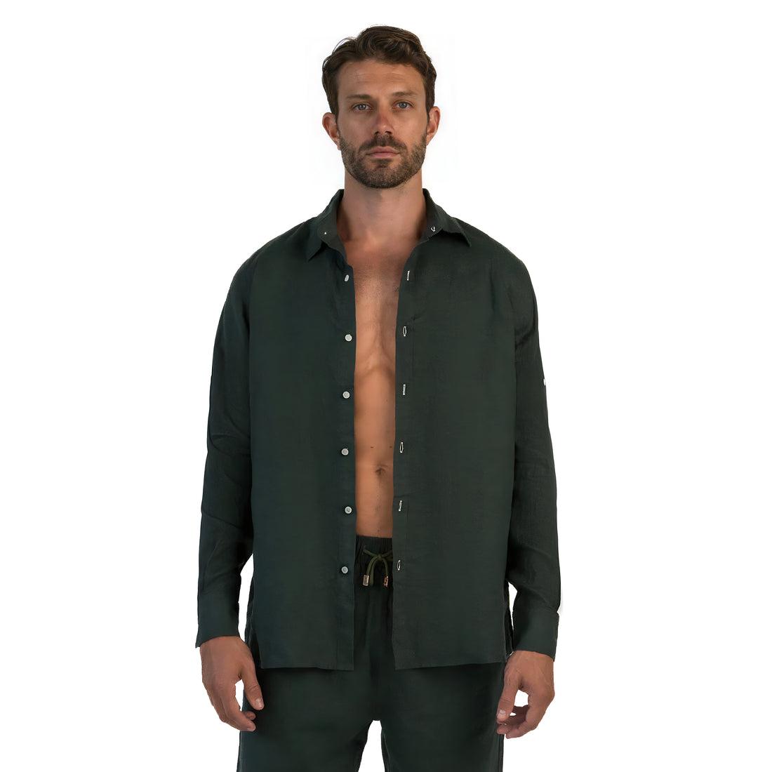 Linen Shirt / Dark Green